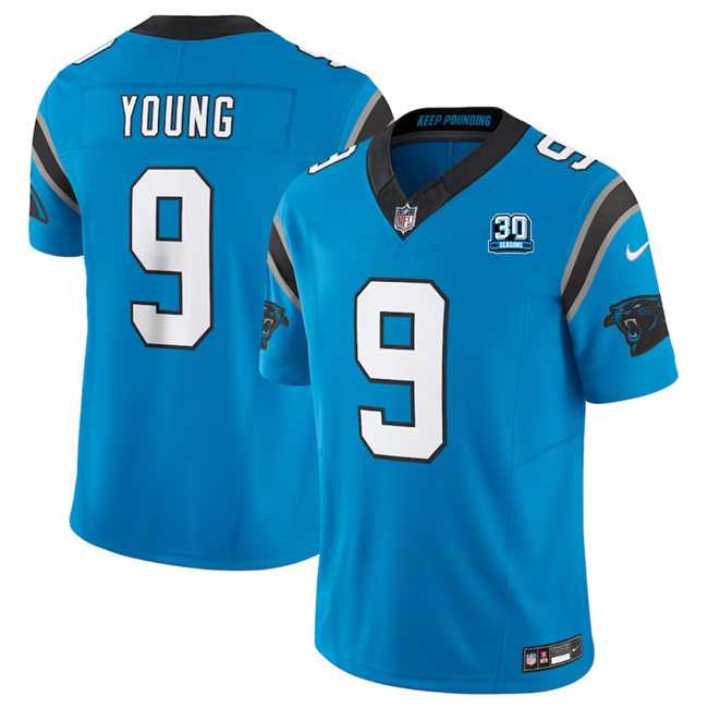 Men & Women & Youth Carolina Panthers #9 Bryce Young Blue 2024 30th Anniversary Patch F.U.S.E. Vapor Limited Stitched Football Jersey->buffalo bills->NFL Jersey